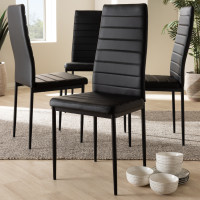 Baxton Studio 112157-1-Black Armand Modern and Contemporary Black Faux Leather Upholstered Dining Chair (Set of 4)